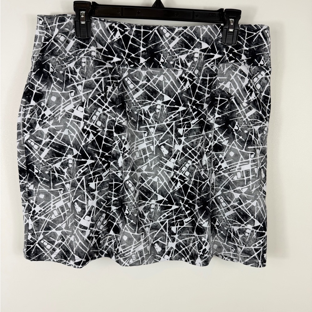 Black & White Abstract Print A-Line Skirt skort Soybu